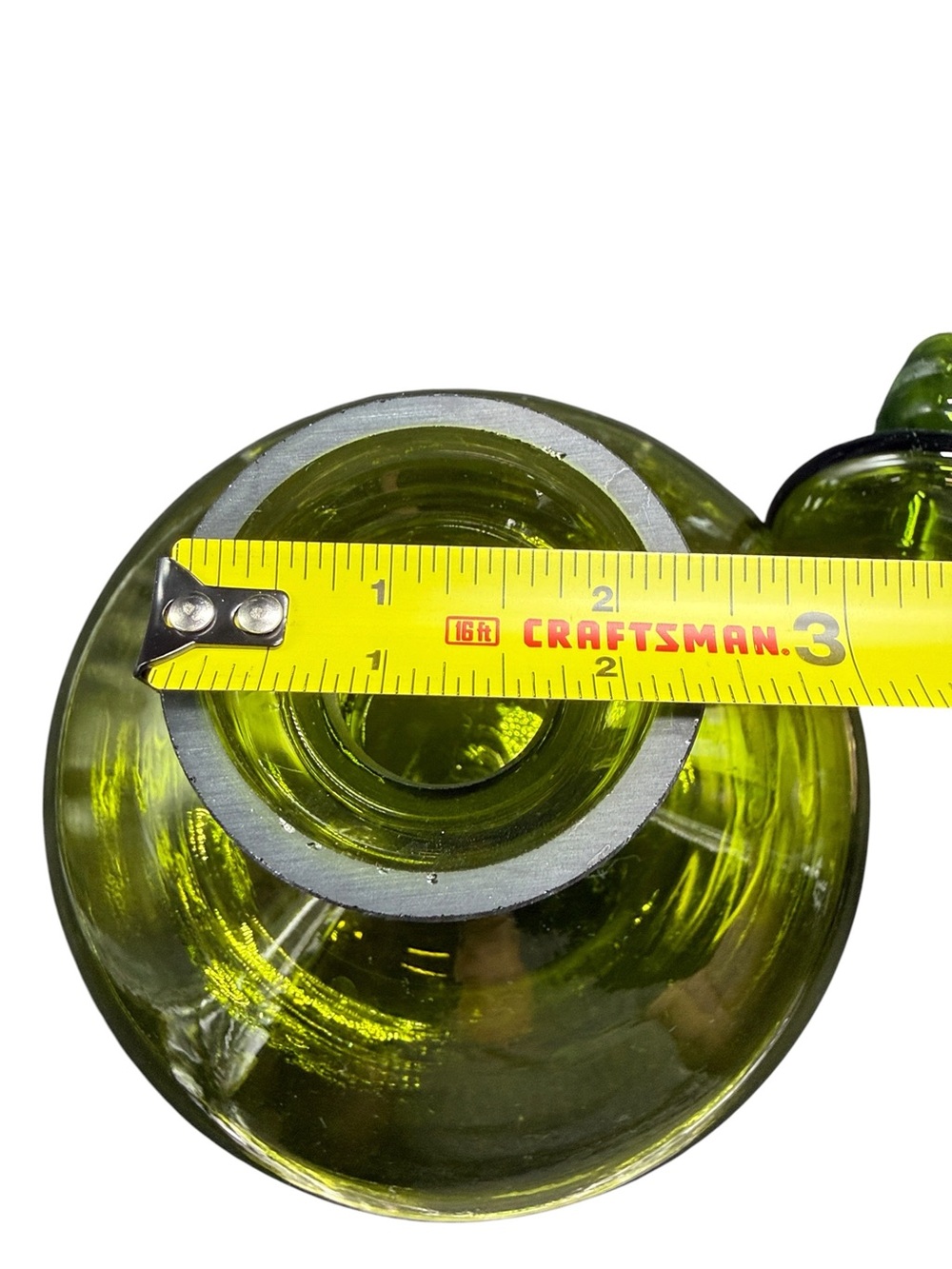 Vintage Olive Green Art Glass Decanter With Ground Glass Stopper MCM - Picture 10 of 11